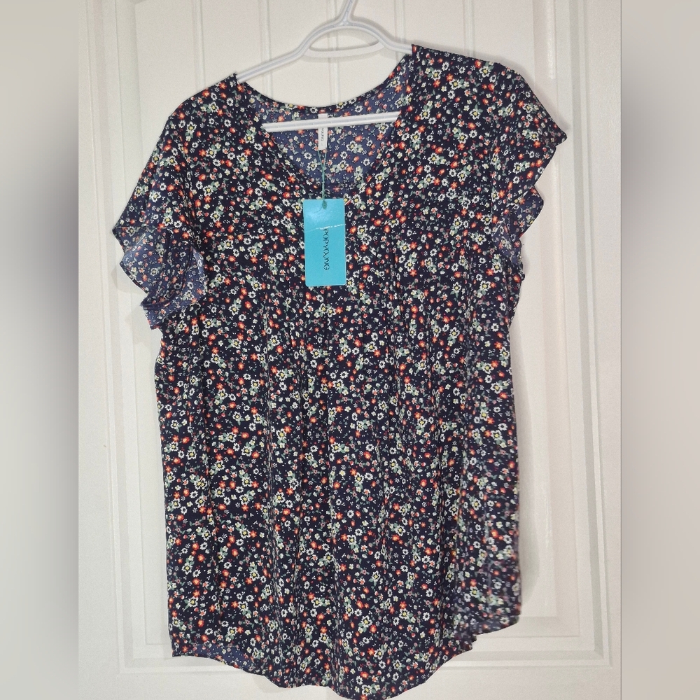🏷Womens Popyoung Floral Blouse Size Large New With Tags